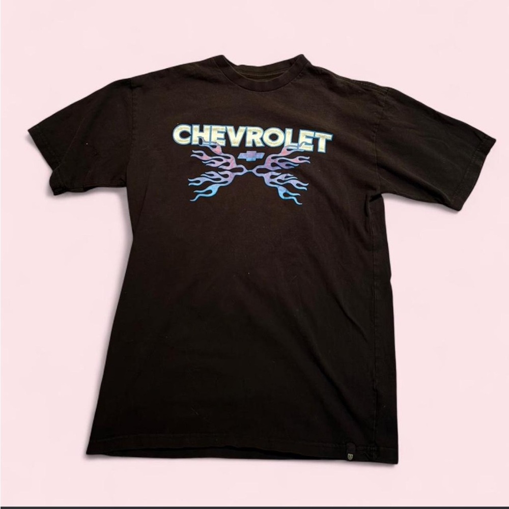 Brixton Black Tee with Blue and Purple Flame Graphic